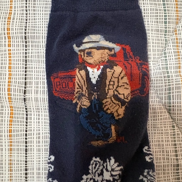 Ralph Lauren Cowboy BearThemed Men's Socks - Red and Black - Picture 2 of 2